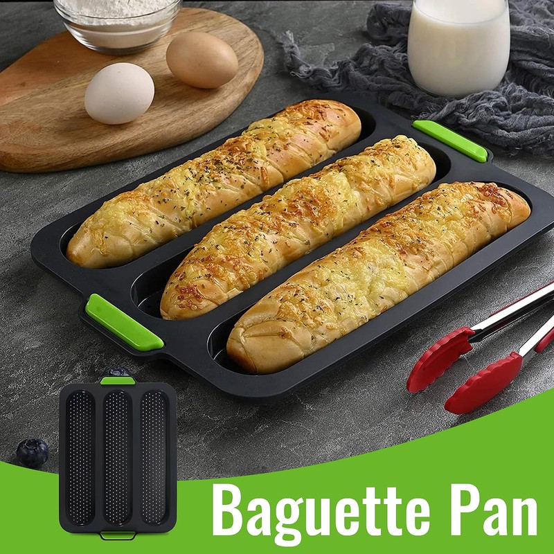 SNSYGN Baguette Baking Tray, 3 Cavity French Bread Pan Non-Stick