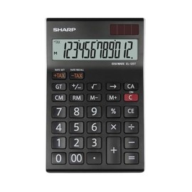 Sharp EL-125TWH Office Desktop Calculator - Black/White