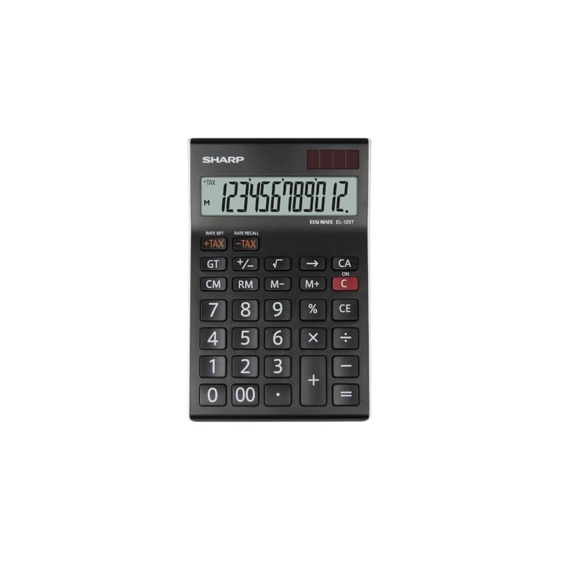 Sharp EL-125TWH Office Desktop Calculator - Black/White
