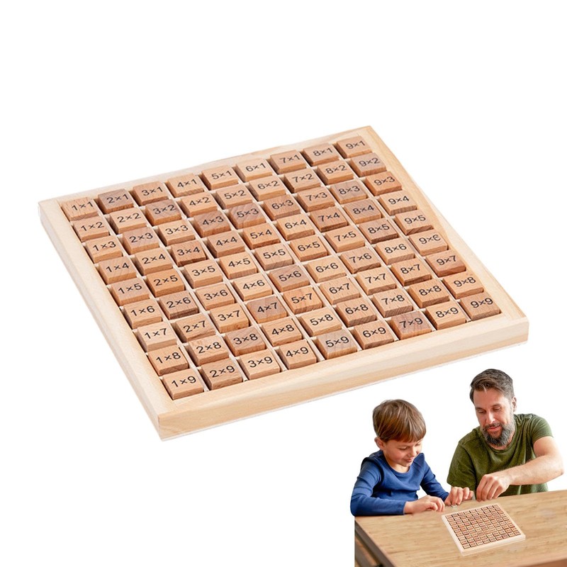 Wooden Multiplication Table - Multiplication Double-Sided Board Educational Game Colorful,Multiplication