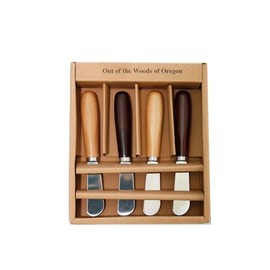 Out of the Woods of Oregon Cheese - Butter Set of 4 Spreader Knives - Classic Woods Eugene Oregon (Alder & Walnut)