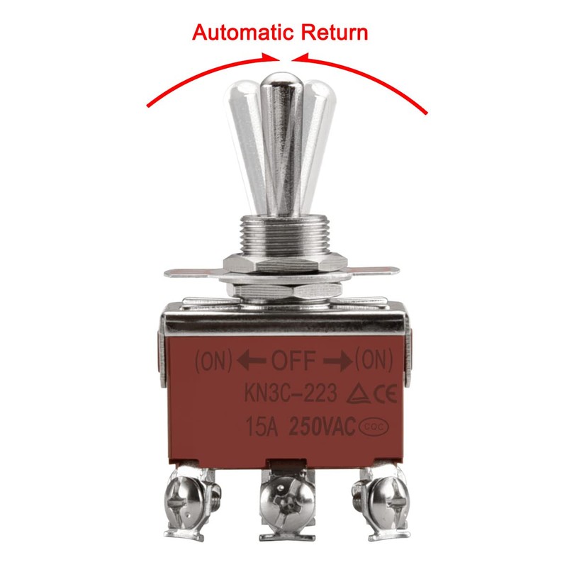 Heschen Metal Toggle Switch HS-223 DPDT Momentary Type (ON)/OFF/(ON) 3