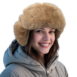 Clakllie Men's Trapper Trooper Hats Pilot Russian Hats Ushanka Eskimo Hat with Earflaps Warm Winter Hat for Hunting,PL2406-Black