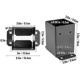 VEVOR 10PCS 4x4 Post Base, 4 x 4 inch (Inner Size 3.6 x 3.6 inch) Wood Fence Post Anchor, Pergola Brackets Heavy Duty Powder-Coated Steel Post Bracket with Screws, for Deck Porch Railing Support Trim