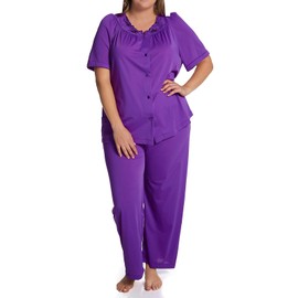 Shadowline Women's Petals Short Sleeve Pajama, Purple, 42