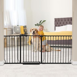 HOOEN 30" Tall Extra Wide Baby Gate for Doorways Stairs 70 to 76 Inch Large Long Pressure Mounted Dog Gate for The House Tension Baby Gate Walk Through Indoor Child Safety Gates for Kids or Pets