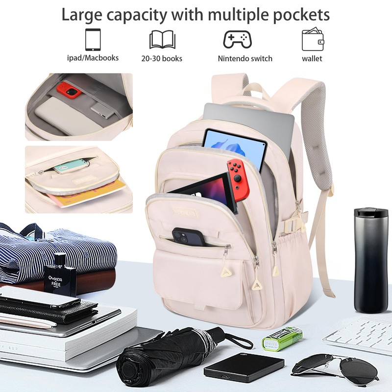HORHEAR School Backpack for Girls Aesthetic Backpack for Women Cute