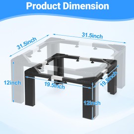 Aukivon 1000lbs Capacity All Steel 12 Inch Height Laundry Pedestal，Sturdy Washer Dryer Pedestal with Anti Slip Mat, Adjustable Size for All Washer,Refrigerator and Dryer