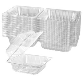 Axe Sickle Axe Sickle 150 Count Clear Plastic Hinged Take Out Containers Clamshell Takeout Tray Food Clamshell Containers Outside Diameter 5.3 x 4.7 inch for Dessert, Snacksetc, Cakes Slice, Cookies, Salads