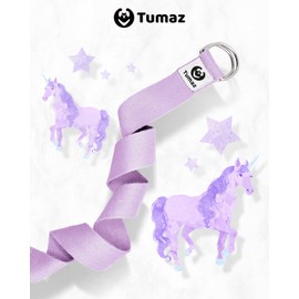 Tumaz Yoga Strap/Stretch Bands [15+ Colors, 6/8/10 Feet Options] with Extra Safe Adjustable D-Ring Buckle, Durable and Comfy Delicate Texture - Best for Daily Stretching, Physical Therapy, Fitness