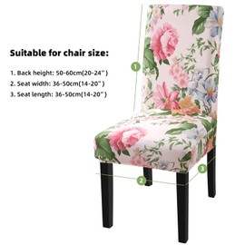 Fuloon Chair Covers for Dining Room 4 Pack, Printed Stretch Dining Slipcovers, Washable Kitchen Slip Covers for Parson Chair, Flowers Blossoms Printed, Set of 4
