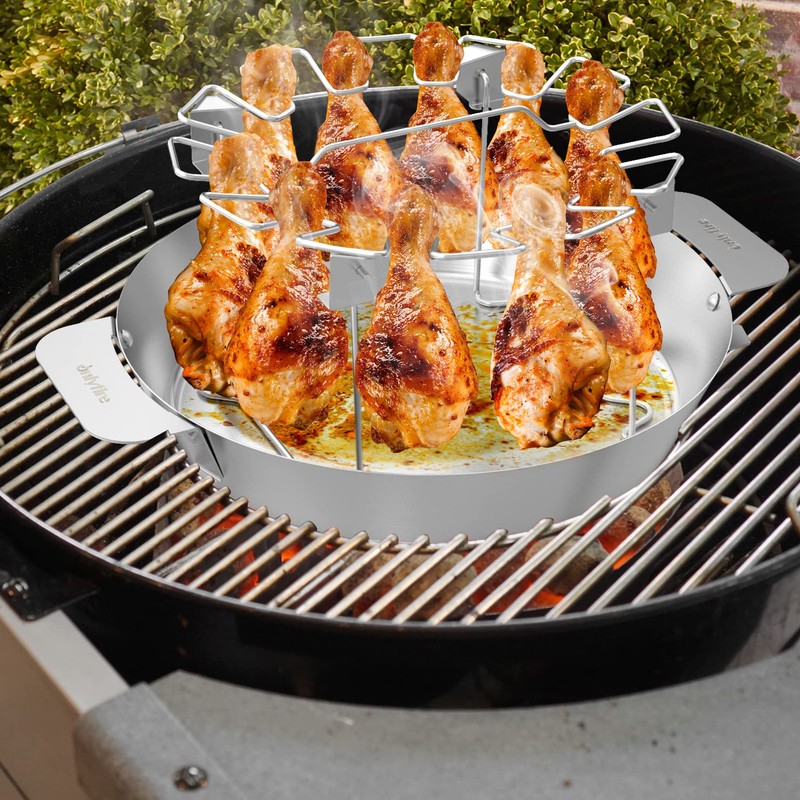 Onlyfire Stainless Steel Chicken Wing Leg Rack with Drip Pan,