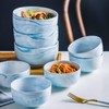 Yundu 28 Ounce Blue Marble Porcelain Bowls Ice Cream, Dessert,