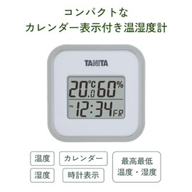 Tanita TT-558 BL Digital Thermometer/Hygrometer Clock, Calendar,Temperature, Humidity, Wall Mount, Desktop, Magnetic, Blue