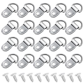 Pack of 60 Lashing Eyelets Stainless Steel Folding Eyelets Stainless Steel Hanger Eyelets Picture Frame D Ring Hook Load Securing Assembly Ring Lashing Eyelet High Performance for Backpack Belt