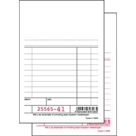 SIGEL Expres 40920 Kassablok, wit, nummeriert, Blaupapier - holländischer Kassenblock 10x16 cm, 10 Stück á 2x50 Blatt
