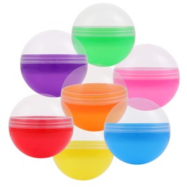 Empty Clear-Colored Round Capsules 2 inch 50 pcs Bulk 7 Colors Capsule For Toy Gumball Machines Plastic Containers Surprise For Kids Party Favor Prize