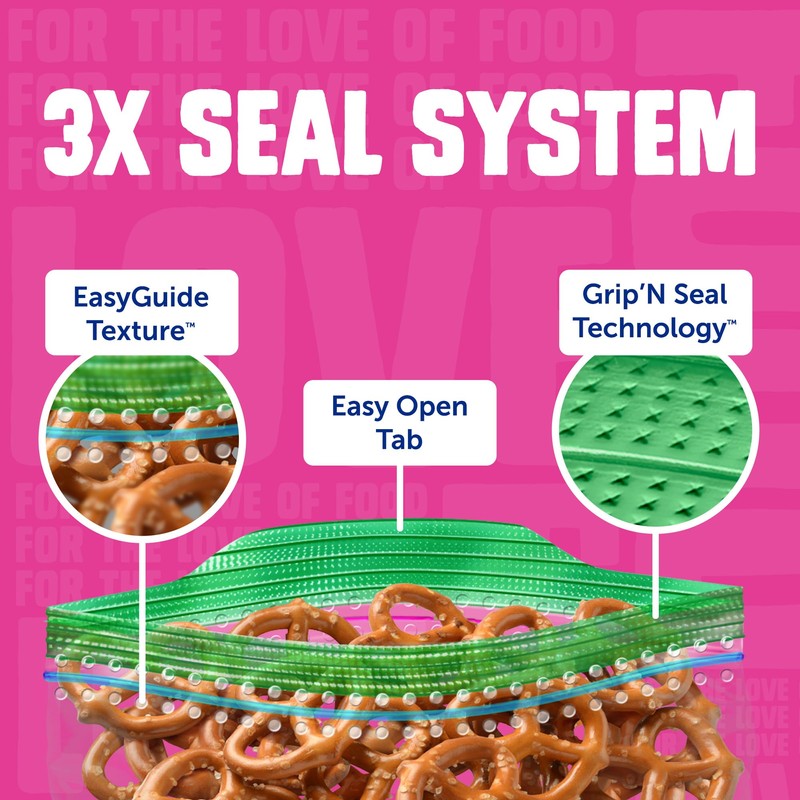 Ziploc Snack Bags with EasyGuide Texture, Small Plastic Storage Bags