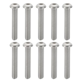 PATIKIL M10-1.5x60mm Button Head Socket Cap Screws, 10 Pcs 304 Stainless Steel 18-8 Hex Socket Cap Screw Bolts Allen Hex Drive Full Machine Thread