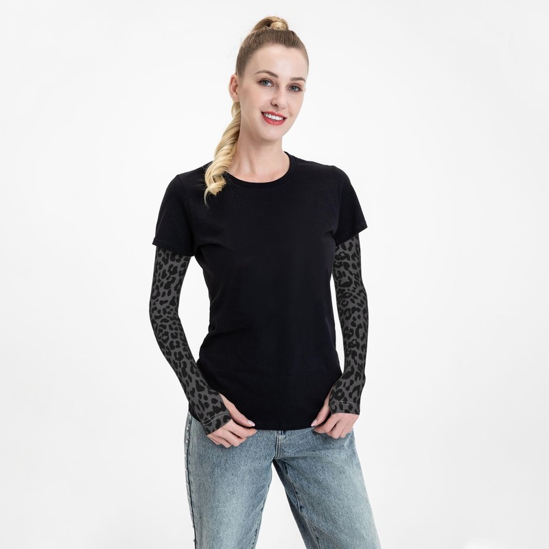 Black Leopard Cheetah Gardening Arm Sleeves for Women Men –
