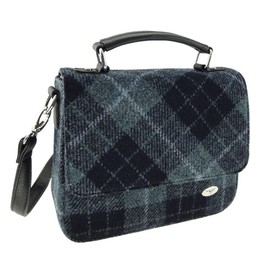 Harris Tweed 'Thurso' Square Bag Made in Scotland, Grey and Black Tartan