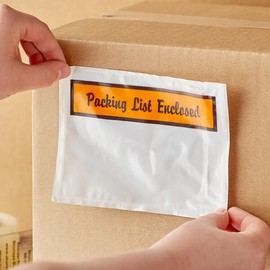 Packing List Envelopes, 4.5W x 6L inches, 2 Mil Clear Polyethylene, Side Loading, 1000/Case