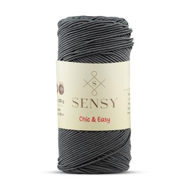 Sensy Premium Chic & Easy 1.5mm 218 Yards 50% Cotton 50% Polyester Rope Crochet Bag Cord Crochet Thread (Dark Gray)