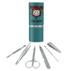 Stay Creepy Girl with Hearts and Bow Stainless Steel Manicure Pedicure Grooming Beauty Care Travel Kit