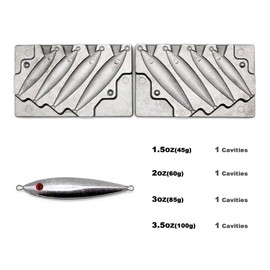 Dimatteo Fishing Jigging Lure Mold Kits 1.5oz, 2oz, 3oz, 3.5oz, 4 Cavities, 121pcs/pack,Without Handle