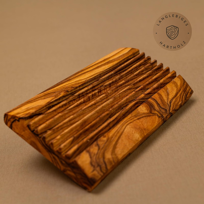 DAS OLIVENHOLZBRETT® Olive Wood Soap Dish / Fluted Olive Wood