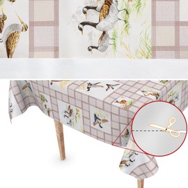 Washable Oilcloth Tablecloth 120 x 140 cm Cut Edge Hunting Motif Garden Tablecloth Oilcloth
