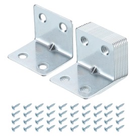 uxcell 8 Set L Corner Bracket Corner Brace Metal Joint Right Angle Brackets Fastener with Screws for Wood Shelves, Silver, 1.22"x1.5"x1.22"