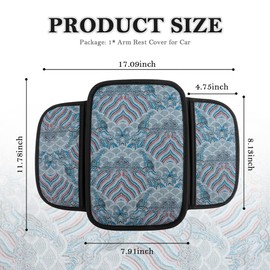 IHOTDER Arm Rest Cover for Car with Beautiful Embroidery,Breathable Armrest Cover for Car with Side Pocket,All Seasons Car Center Console Cover Universal Car Interior Accessories (Blue)