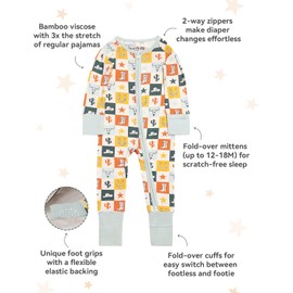 babee Reshinee Bamboo Viscose Baby Footie Pajama, Zipper Pajamas for Baby Boys & Baby Girls, Sleep and Play Footed Pajamas 12-18M