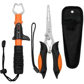 Fishing Pliers Tools Set Fish Hook Remover and Fish Lip Gripper Multifunctional Stainless Steel Portable Fishing Tool for Sweet, Saltwater Fishing, Fishing Accessories Can Minimise Damage to Fish