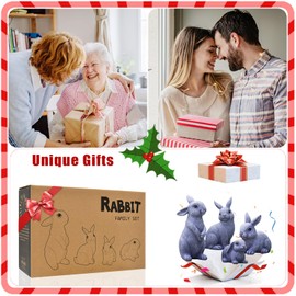 Nacome Bunny Statues for Fairy Garden Easter Decor: Outdoor Set of 4 Rabbit Table Sculptures for Clearance Outside Lawn Ornaments Porch Patio Balcony Yard – Gifts for Mom Grandma