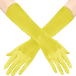 Costume Bay Satin Gloves in Multiple Colours for Formal Events, Parties, Weddings, Costumes, and More – Elegant and Comfortable Accessory for All Special Occasions (Yellow, ONE)