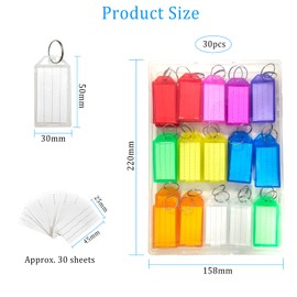 pangdapengpeng Pack of 30 Key Fobs, Key Tags with Labels, 8 Colours Key Rings for Labelling Keys, Pets, Luggage (Mixed Colours)