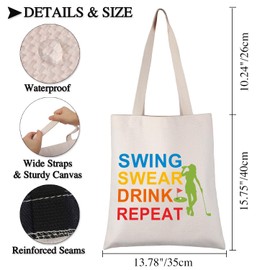 PLITI Golf Tote Bags For Women Golfer Golf Player Gift Swing Swear Drink Repeat Funny Golf Lover Shoulder Bag Golfing Gift (swing repeat TGU)