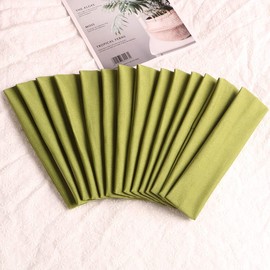 Diademas deportivas de yoga, paquete de 14, banda elástica de poliéster suave para el sudor, diadema elástica para mujeres, hombres y niñas (verde ejército)