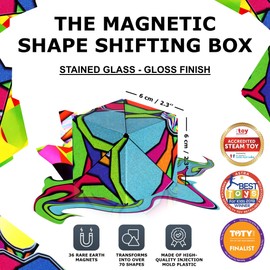 SHASHIBO Shape Shifting Box - STEM Magnetic Fidget Cube That Transforms Into Over 70 Shapes, Download Fun in Motion Toys Mobile App (Stained Glass)