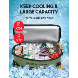 Yakhacker Kayak Cooler Bag, Waterproof Seat Back Cooler with Lawn-Chair Style Seats, Kayak Accessories Portable Ice Chest Cooler for Kayaking, Travel, Lunch, Beaches & Trips (Green)