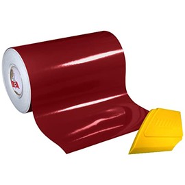 ORACAL 651 12" x 10ft Gloss Vinyl Choose Color Solvent-Based Adhesive-Backed Calendared Wrap Decals w/Yellow Multi-Purpose Squeegee (Purple Red)