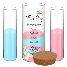 Irenare Unity Sand for Wedding Ceremony Set, Include Vase, Sand, Cork Stopper for Weddings Engagement Anniversary(Red and Blue,Flower)