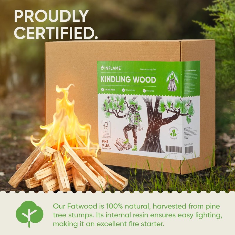 Inflame Kindling Wood 9 lbs Fire Starter Sticks for Camping,