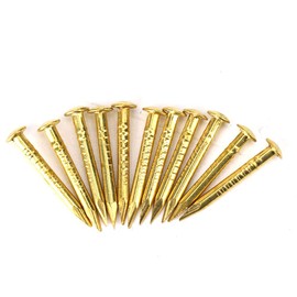 Pack of 100 Brass Nails with Round Head, 10 mm/15 mm/18 mm/22 mm Brass Shield Thumbtacks for Furniture Hinges Boxes Craft Projects (15 mm Length)