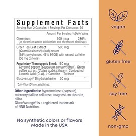 HerOwn brn Suplemento con Berberina, Té Verde, Cromo, Café Verde, L-Carnitina y CLA, Apoyo al Metabolismo Energético, 60 Cápsulas