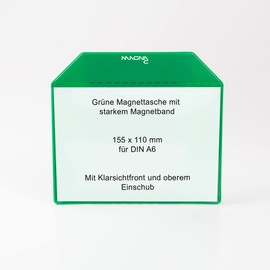 Magna-C® Magnetic Case with Strong Magnetic Tape, 155 x 110 mm, DIN A6, Green, Ideal for Document Storage