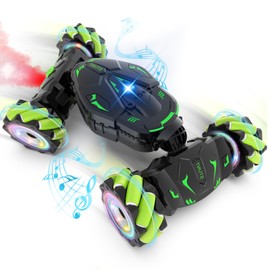 Vmiya Gesture RC Car Toys for Boys 6-12, Gifts for Kids Aged 6 7 8 9 10 11 12, RC Sensing Stunt Car with Cool Lights Music Spray, 2.4Ghz Remote Control Car Double Sided Flip 360° Rotate 4WD Off-Road