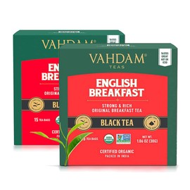 VAHDAM, English Breakfast Tea (30 Pyramid Tea Bags) HIGH CAFFEINE - Strong, Robust & Flavory Black Tea Bags | Brew Hot, Iced or Milk Tea